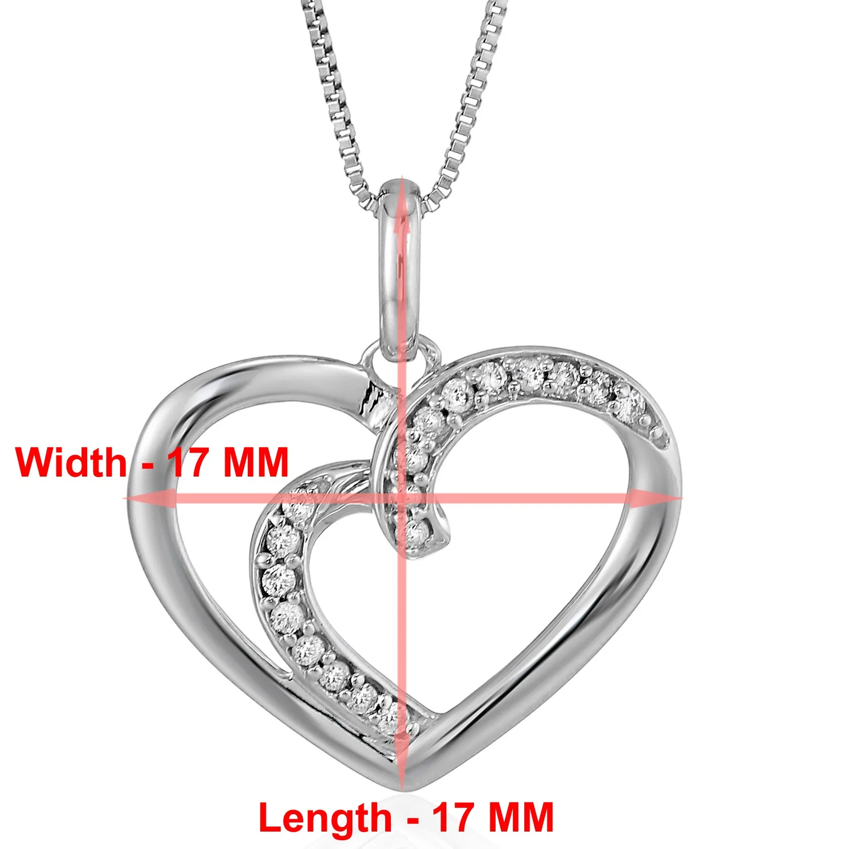 1/12 cttw Diamond Pendant Heart in 14K White Gold