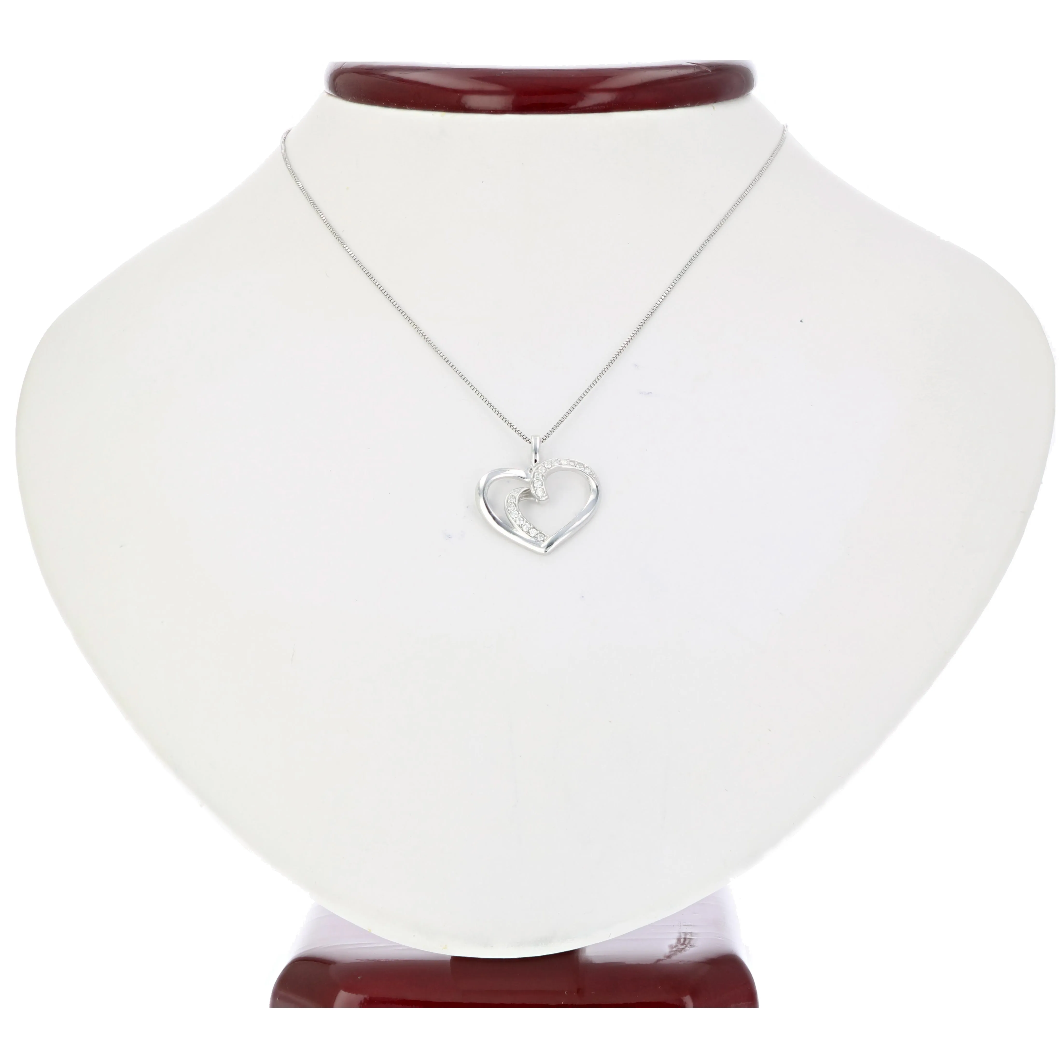 1/12 cttw Diamond Pendant Heart in 14K White Gold