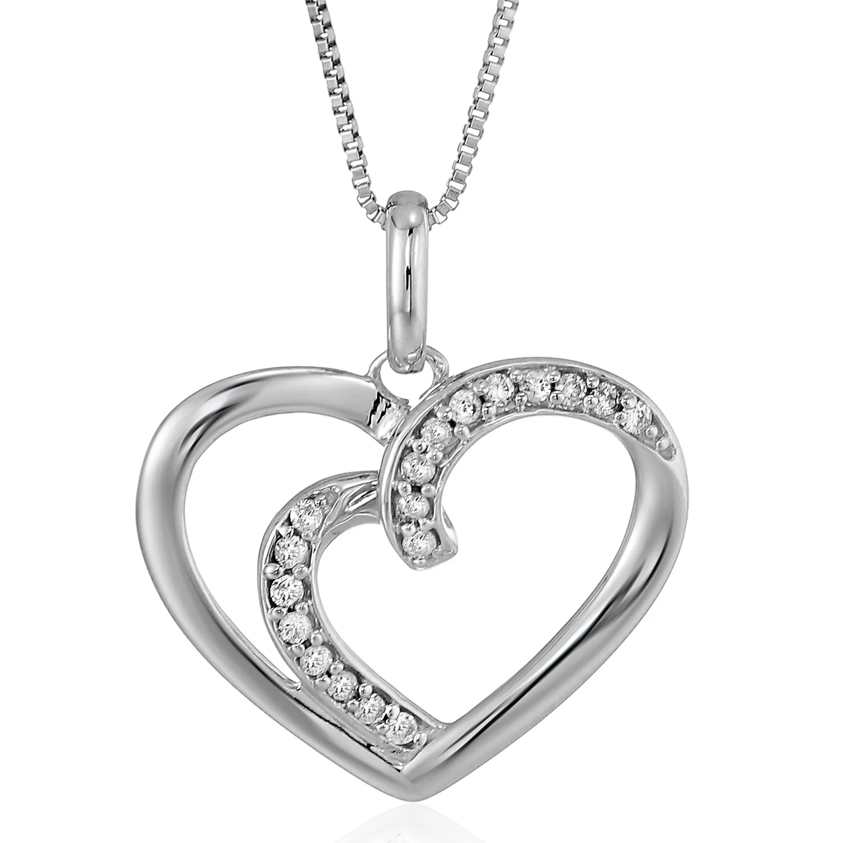 1/12 cttw Diamond Pendant Heart in 14K White Gold