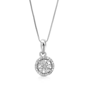 1/12 cttw Lab Grown Diamond Cluster Pendant in Sterling Silver