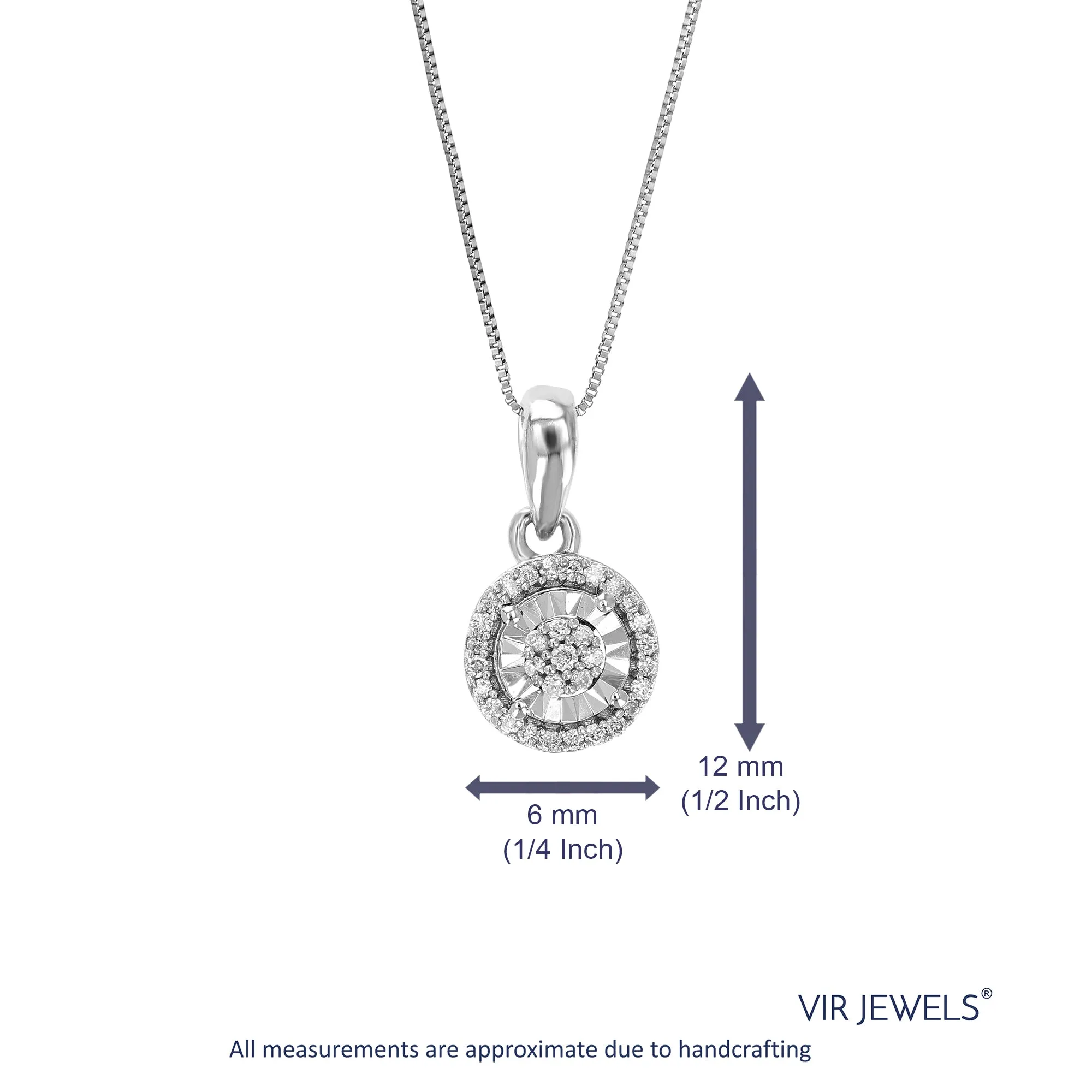 1/12 cttw Lab Grown Diamond Cluster Pendant in Sterling Silver