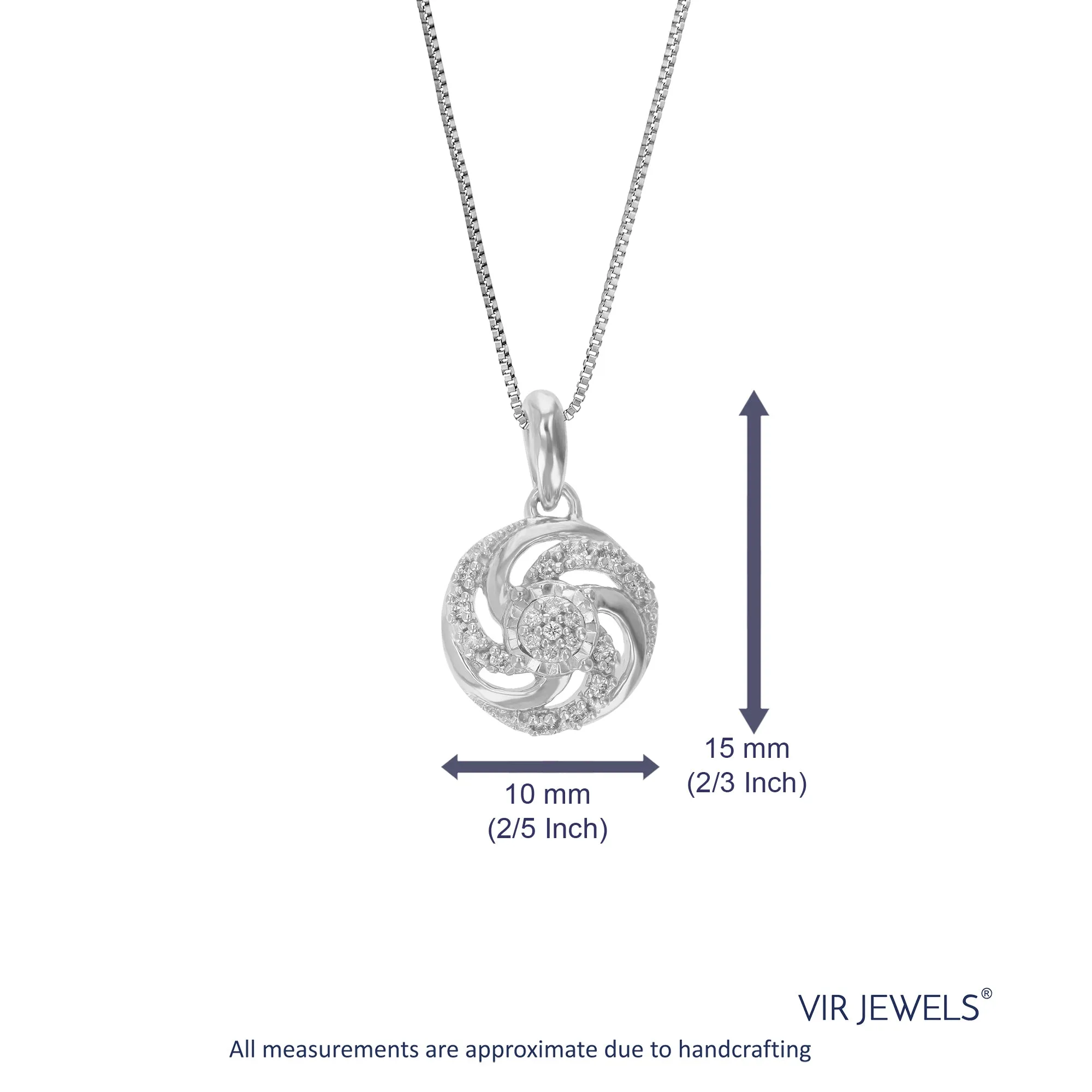 1/12 cttw Lab Grown Diamond Floral Pendant in Sterling Silver