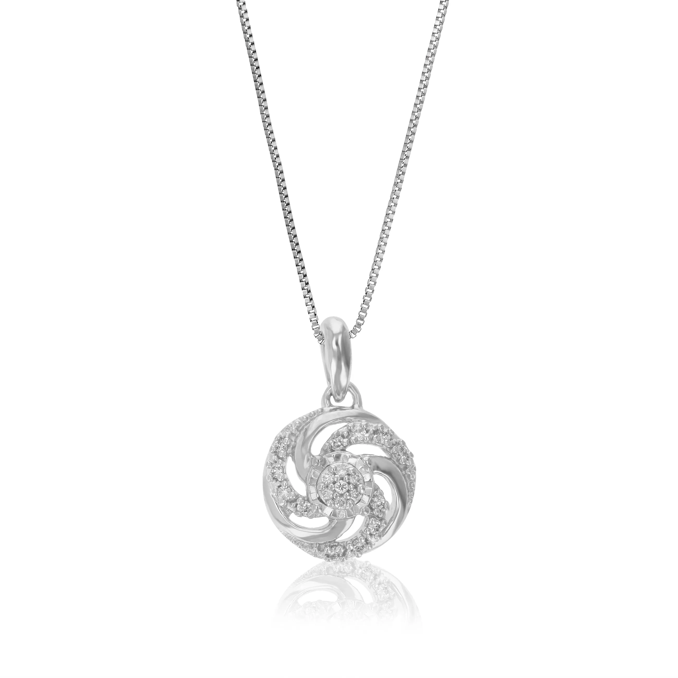 1/12 cttw Lab Grown Diamond Floral Pendant in Sterling Silver
