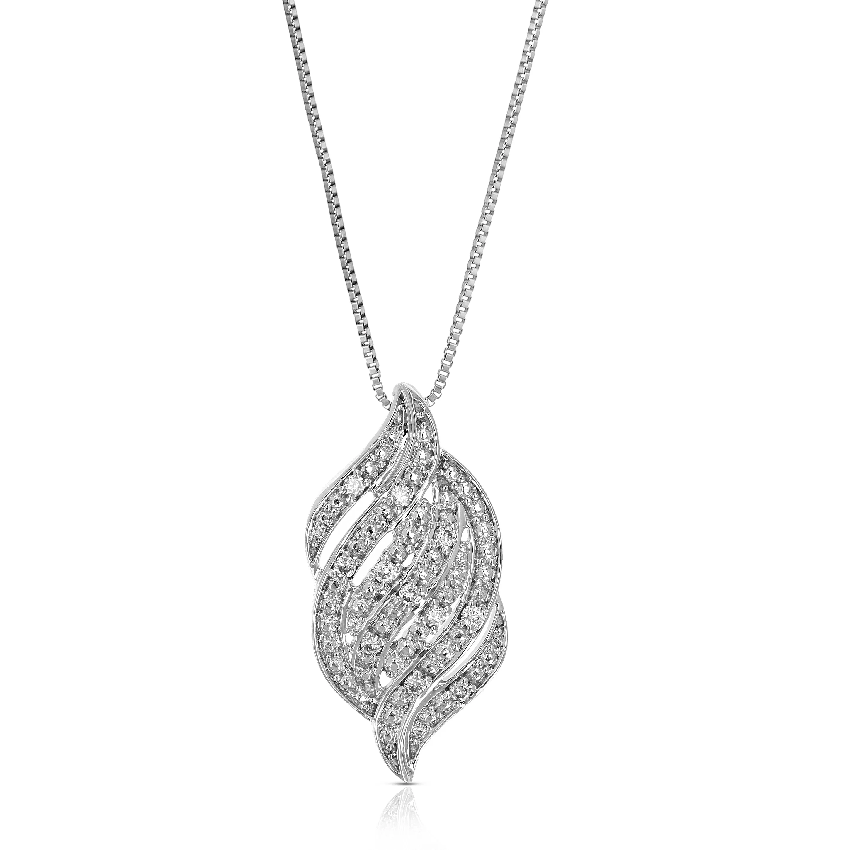 1/12 cttw Lab Grown Diamond Swirl Pendant in Sterling Silver