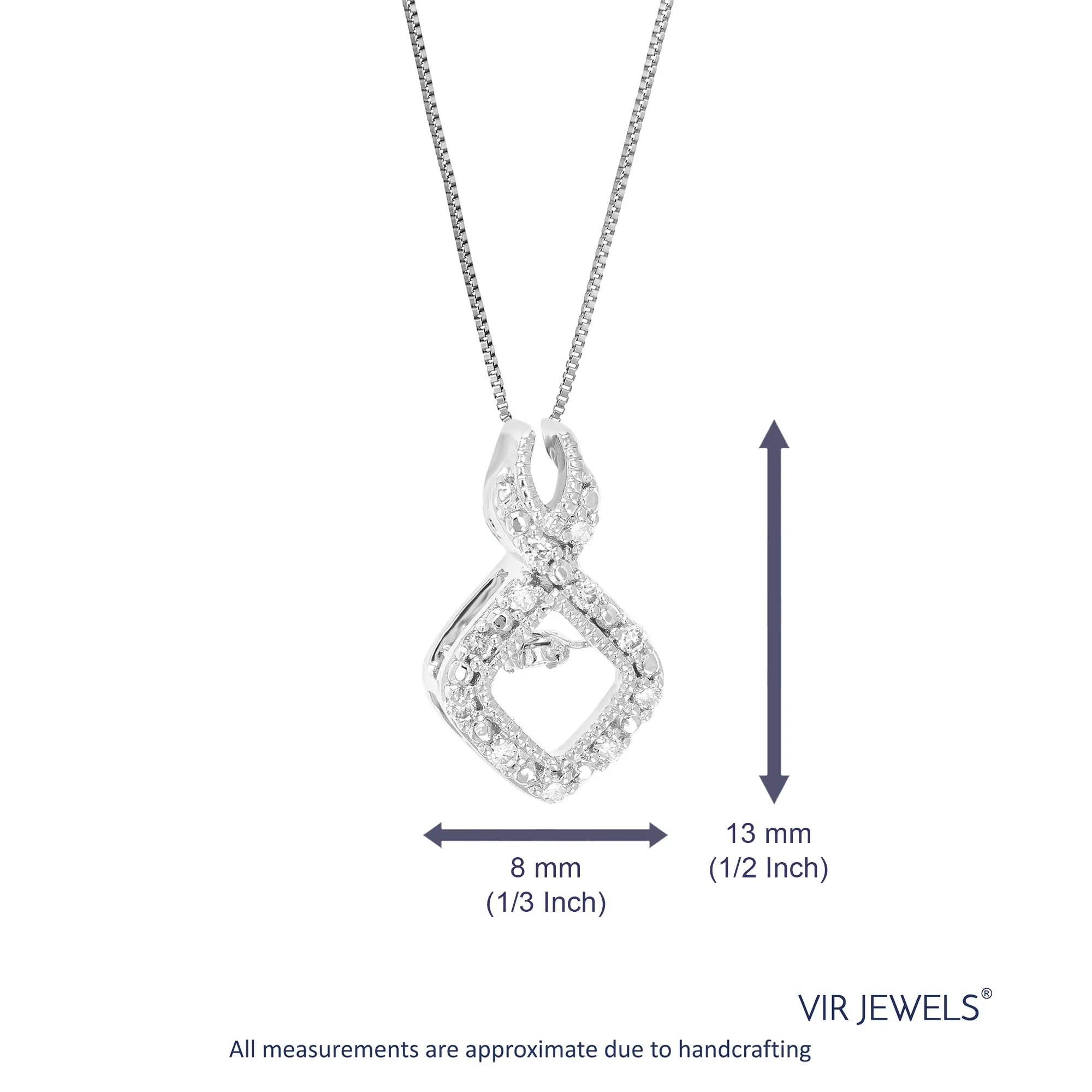 1/12 cttw Lab Grown White Diamond Pendant in Sterling Silver