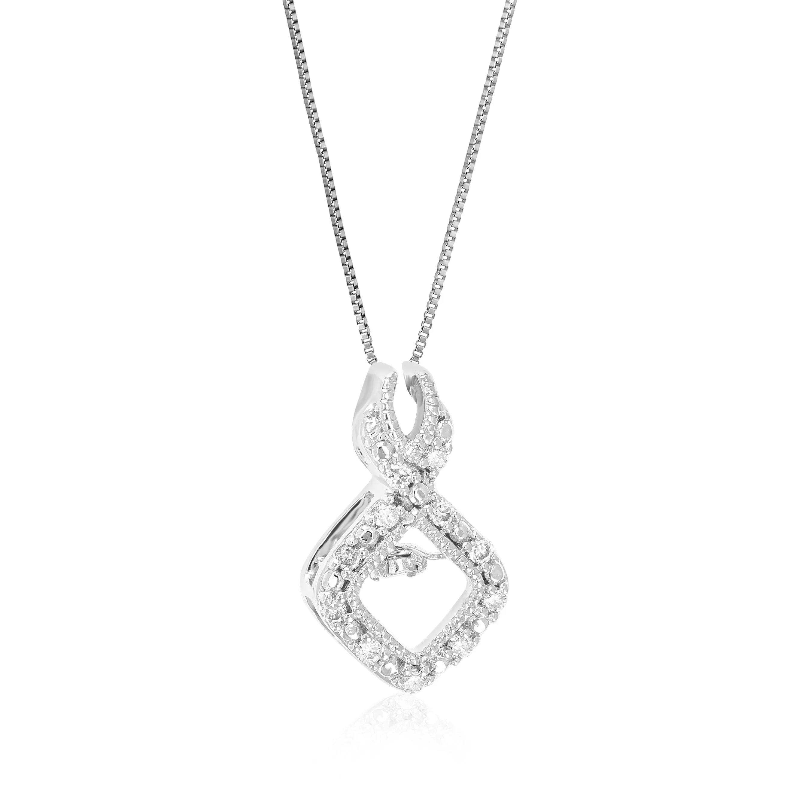 1/12 cttw Lab Grown White Diamond Pendant in Sterling Silver