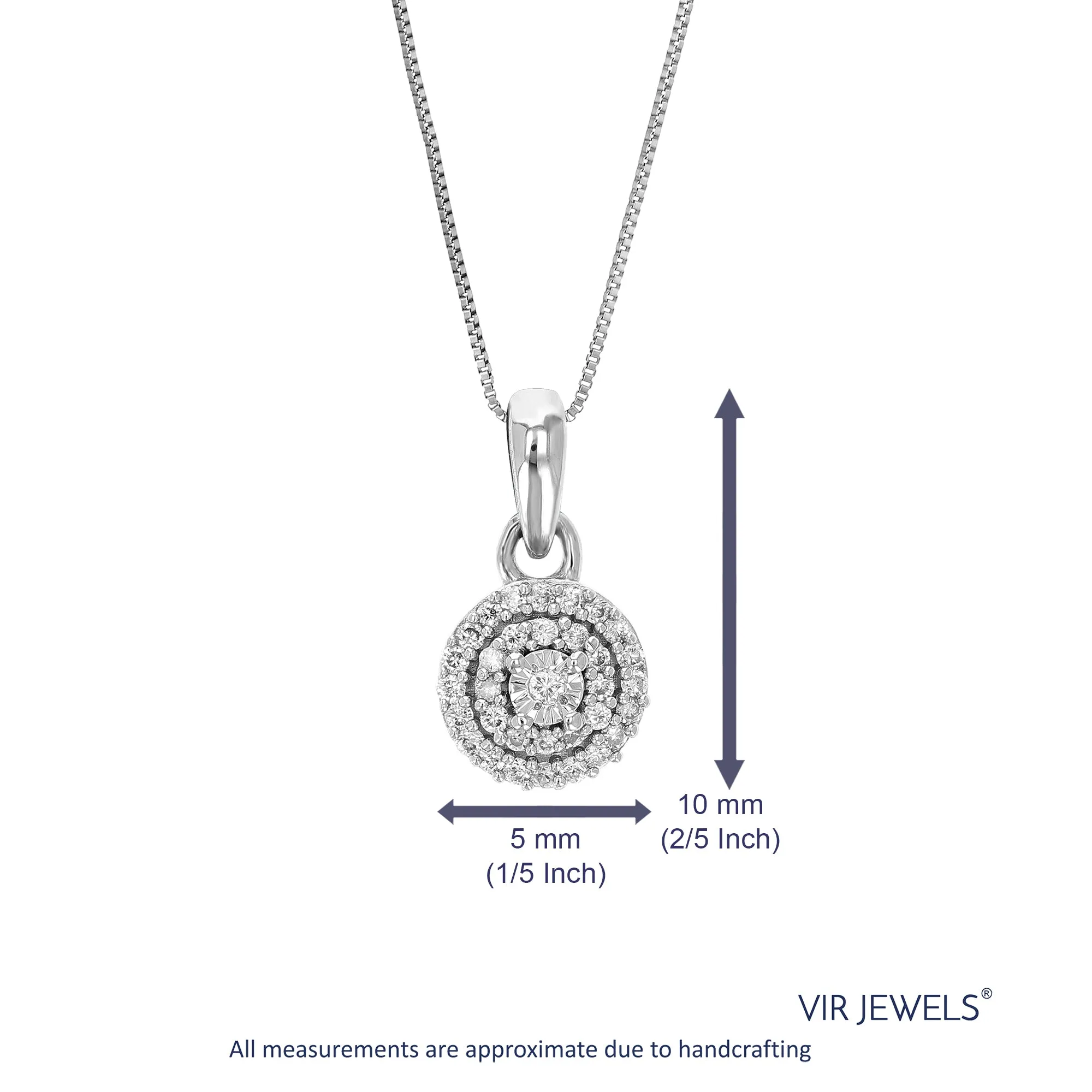 1/16 cttw Lab Grown Diamond Cluster Pendant in Sterling Silver