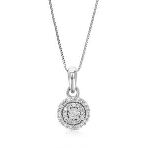 1/16 cttw Lab Grown Diamond Cluster Pendant in Sterling Silver