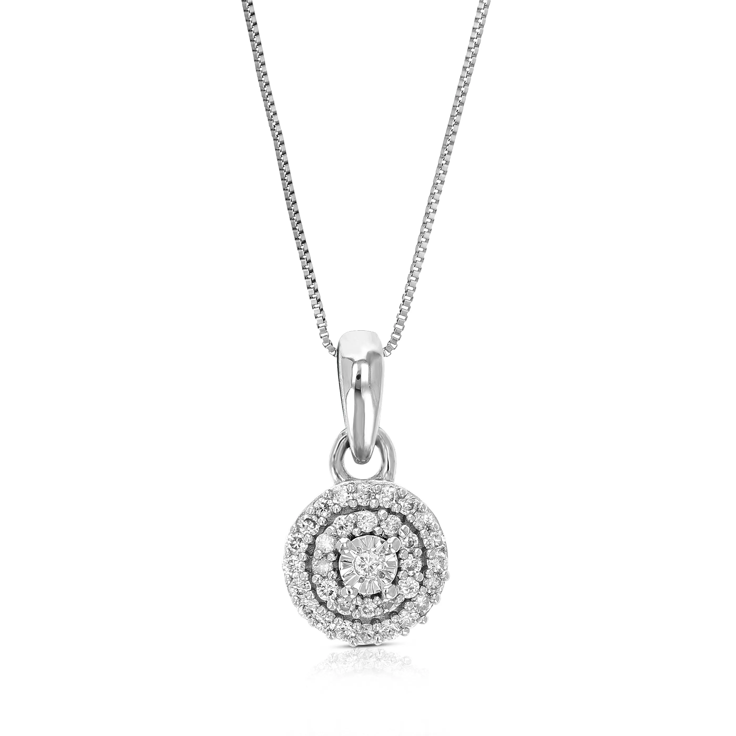 1/16 cttw Lab Grown Diamond Cluster Pendant in Sterling Silver