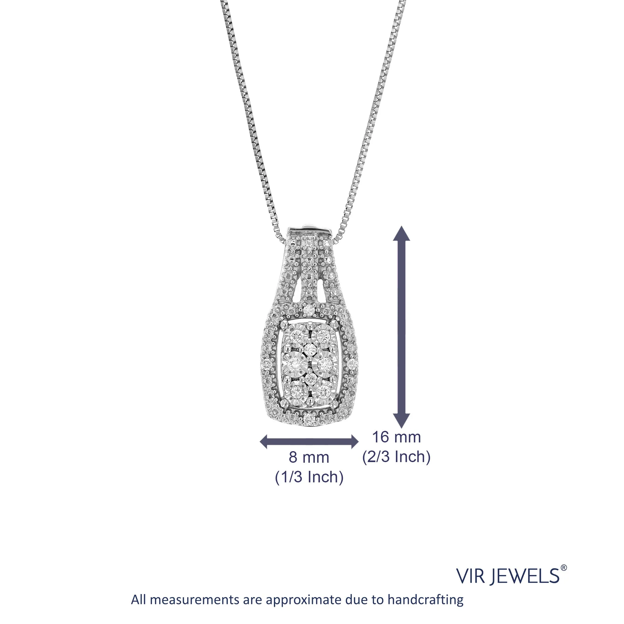 1/16 cttw Lab Grown Diamond Emerald Cluster Pendant in Silver