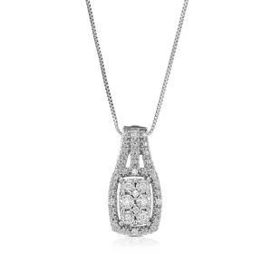 1/16 cttw Lab Grown Diamond Emerald Cluster Pendant in Silver