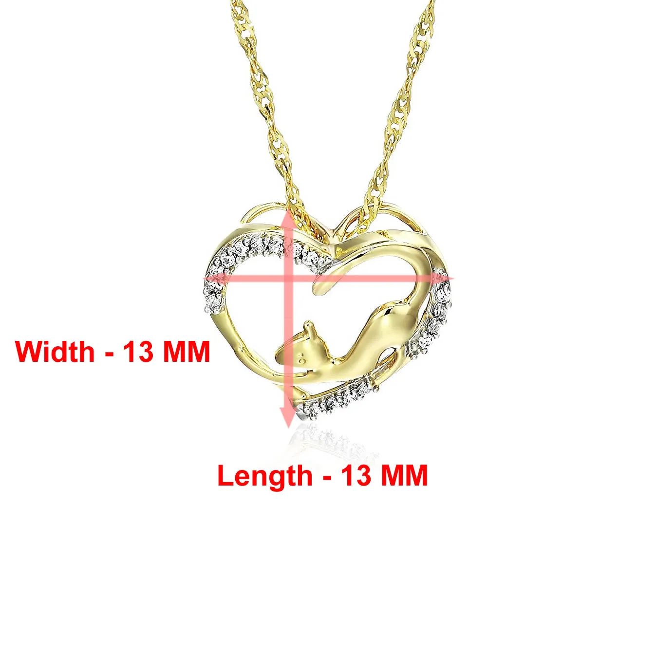 1/20 cttw Diamond Rabbit Heart Pendant Necklace in 14K Yellow Gold