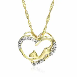 1/20 cttw Diamond Rabbit Heart Pendant Necklace in 14K Yellow Gold