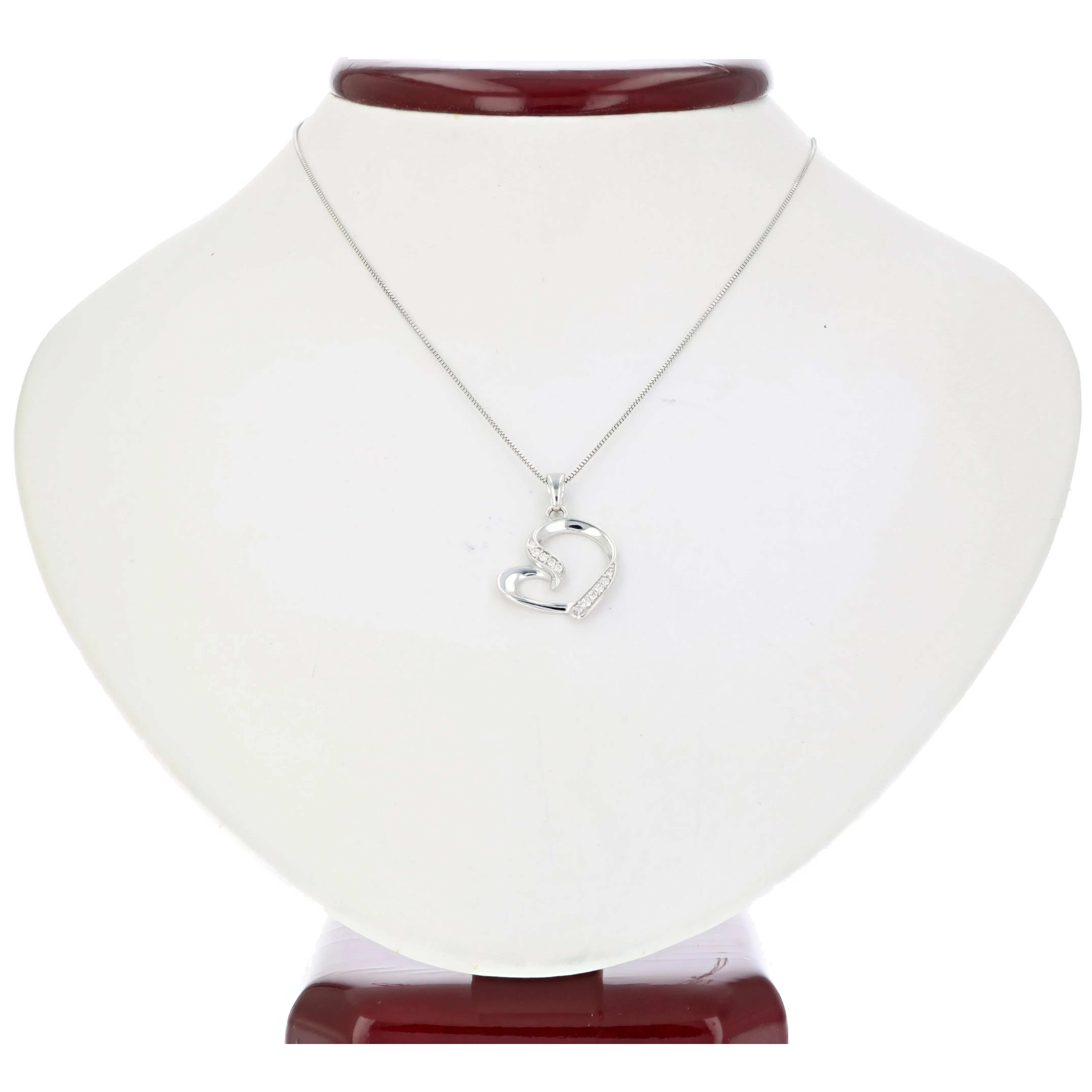 1/20 cttw Diamond Tilted Heart Pendant in 14K White Gold
