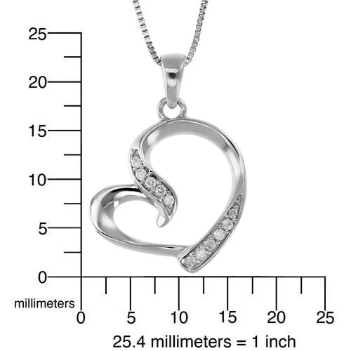 1/20 cttw Diamond Tilted Heart Pendant in 14K White Gold