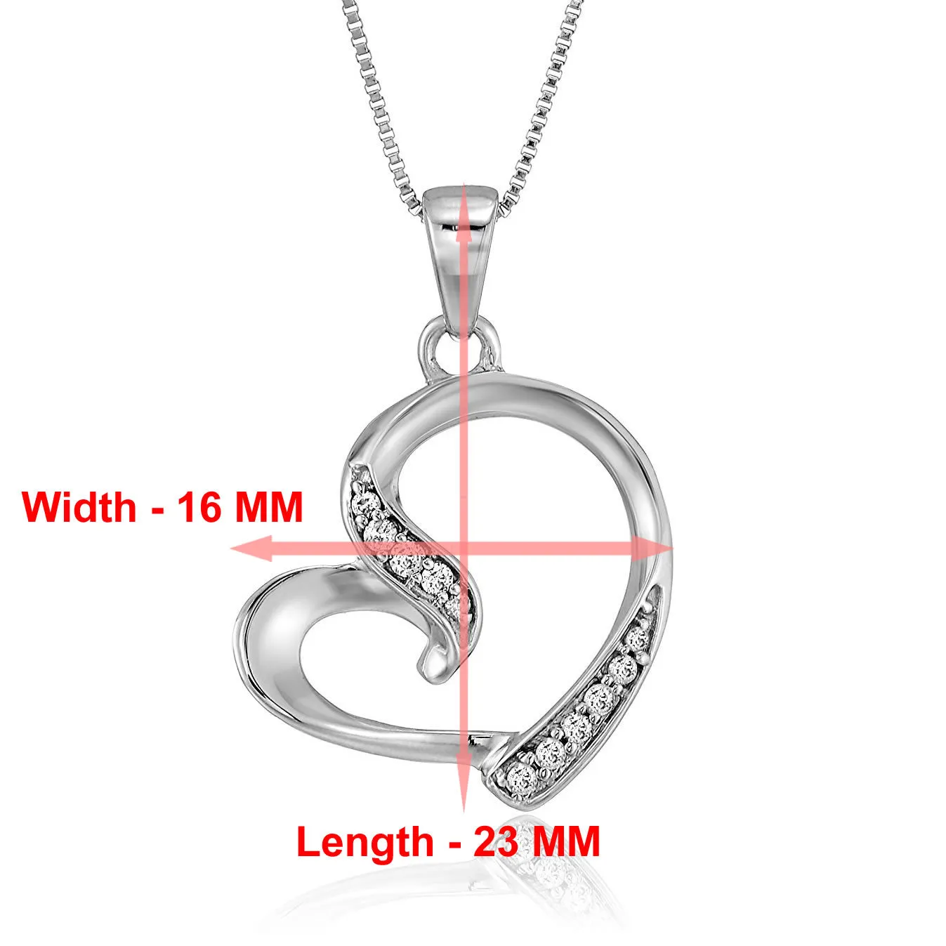 1/20 cttw Diamond Tilted Heart Pendant in 14K White Gold