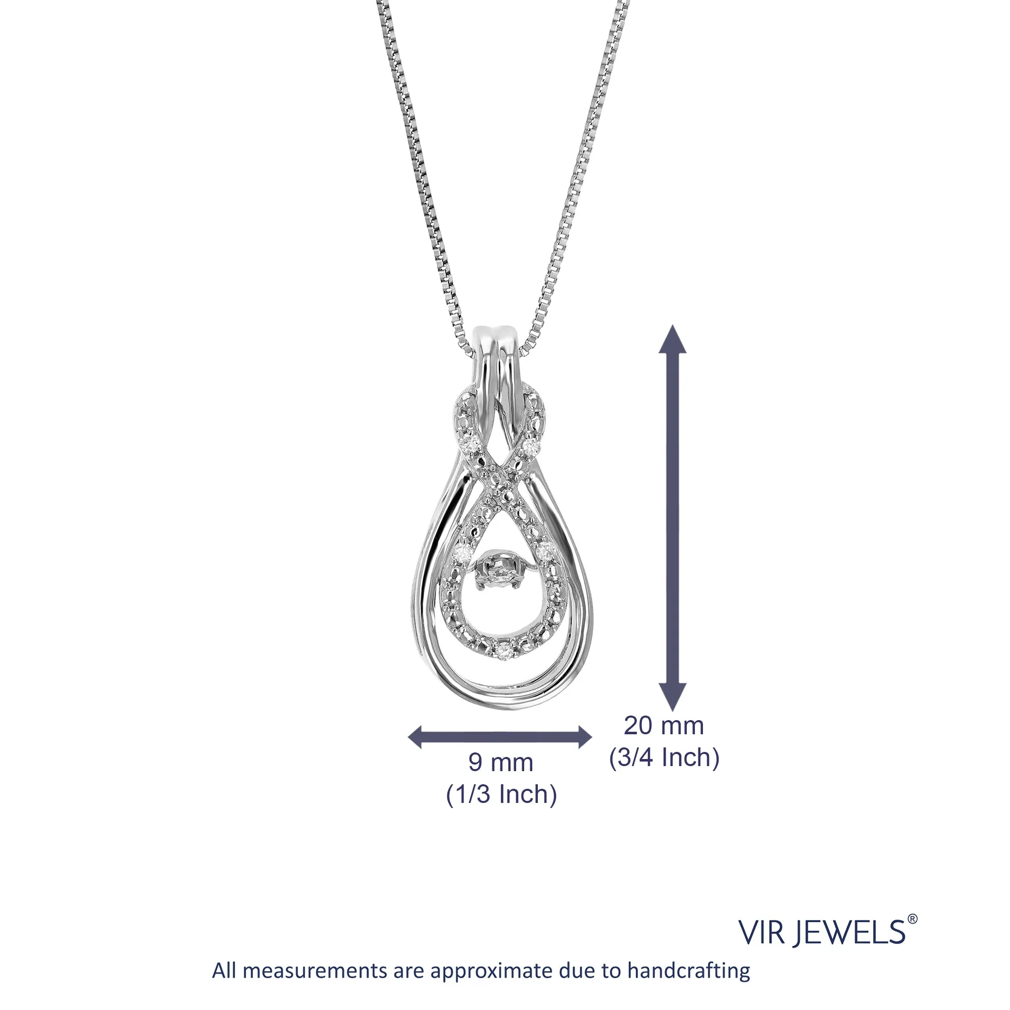 1/20 cttw Lab Grown Diamond Pear Drop Pendant in Sterling Silver