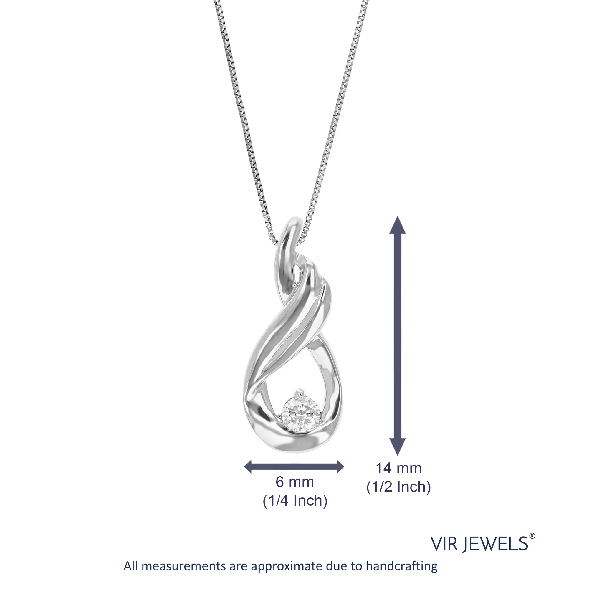1/20 cttw Lab Grown Diamond Tear Drop Pendant in Sterling Silver