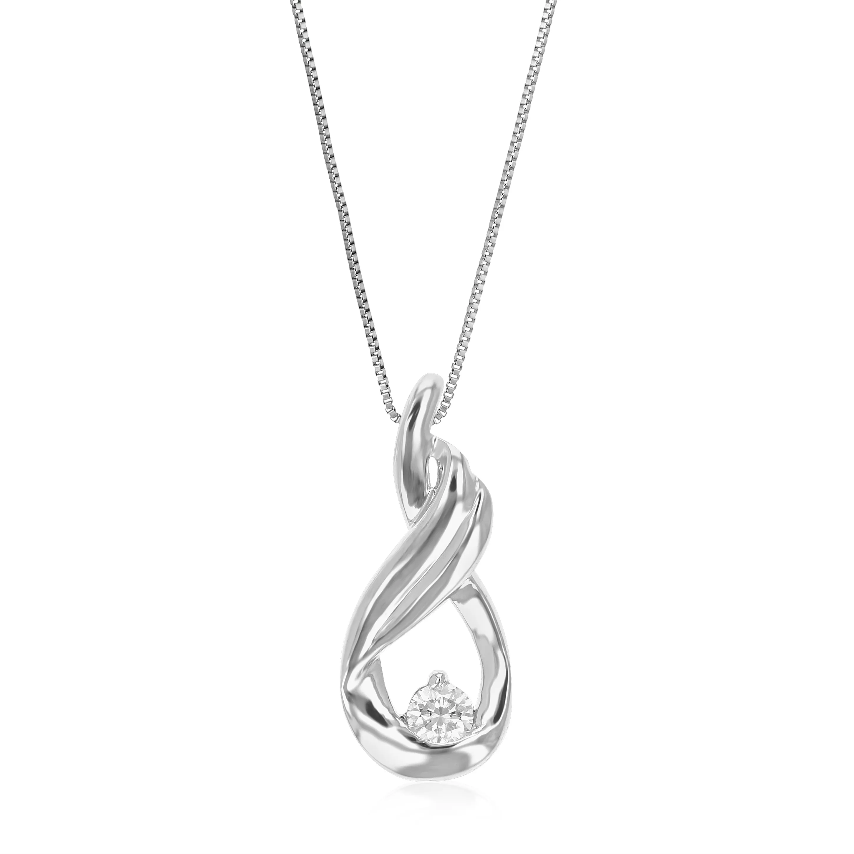 1/20 cttw Lab Grown Diamond Tear Drop Pendant in Sterling Silver