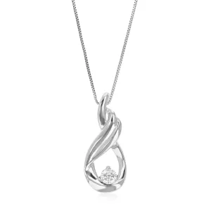 1/20 cttw Lab Grown Diamond Tear Drop Pendant in Sterling Silver
