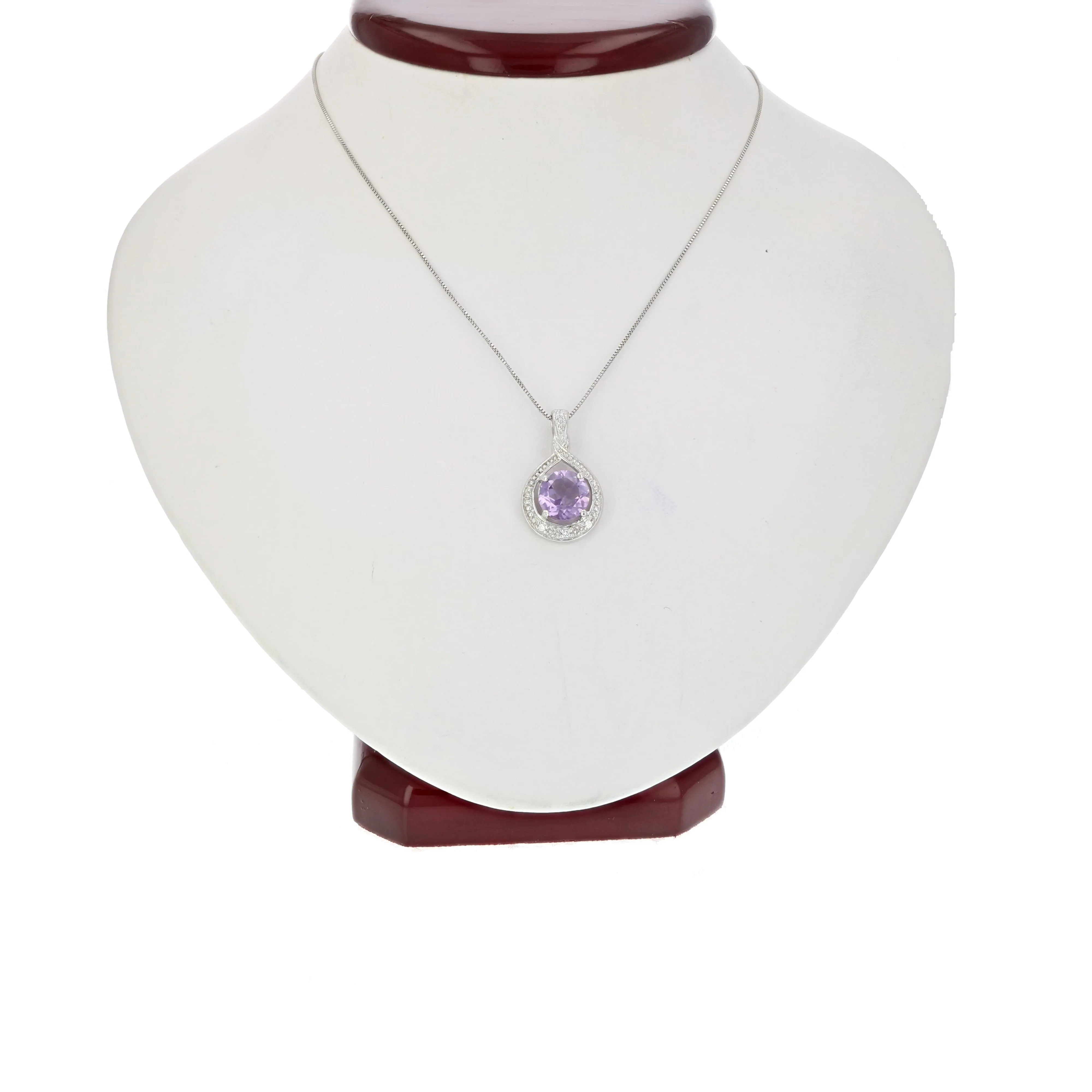 1.25 cttw Pendant Necklace, Purple Amethyst Pendant Necklace for Women in .925 Sterling Silver with Rhodium, 18 Inch Chain, Prong Setting