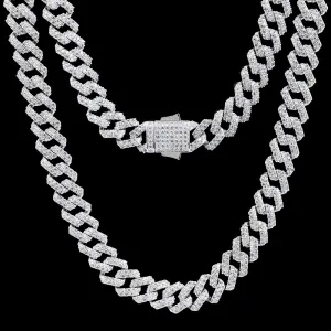 12mm Iced Prong Link Choker Cuban Chain in White Gold KRKC