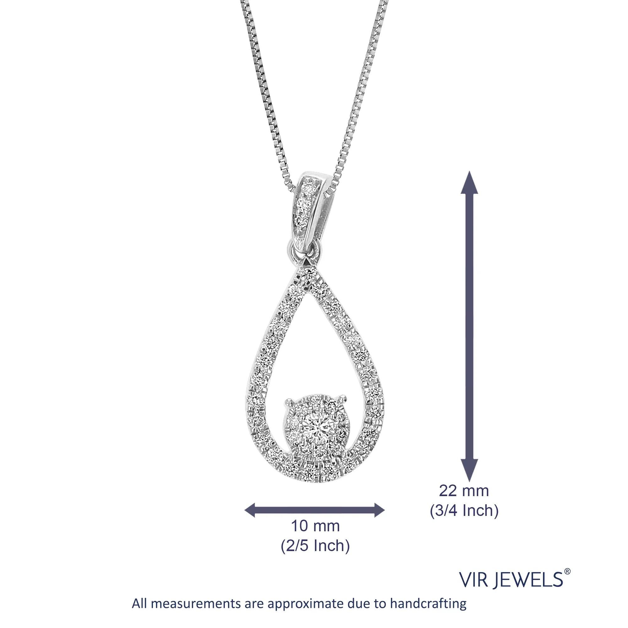 1/3 cttw Lab Grown Diamond Teardrop Pendant Necklaces in Silver