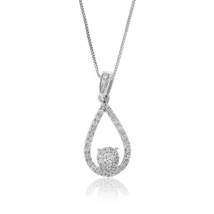 1/3 cttw Lab Grown Diamond Teardrop Pendant Necklaces in Silver