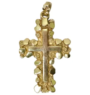 14k Gold Textured Cross Pendant