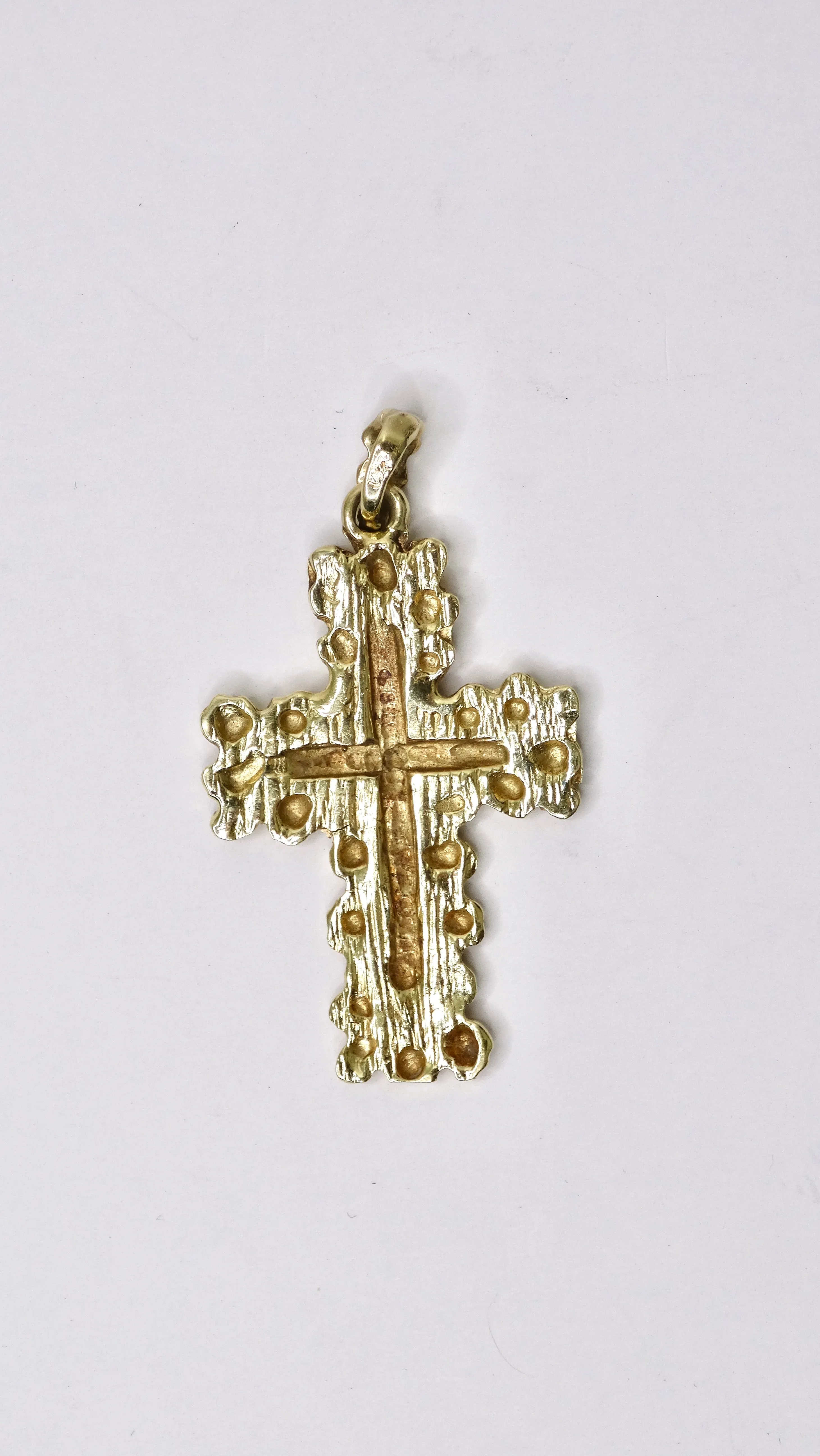 14k Gold Textured Cross Pendant