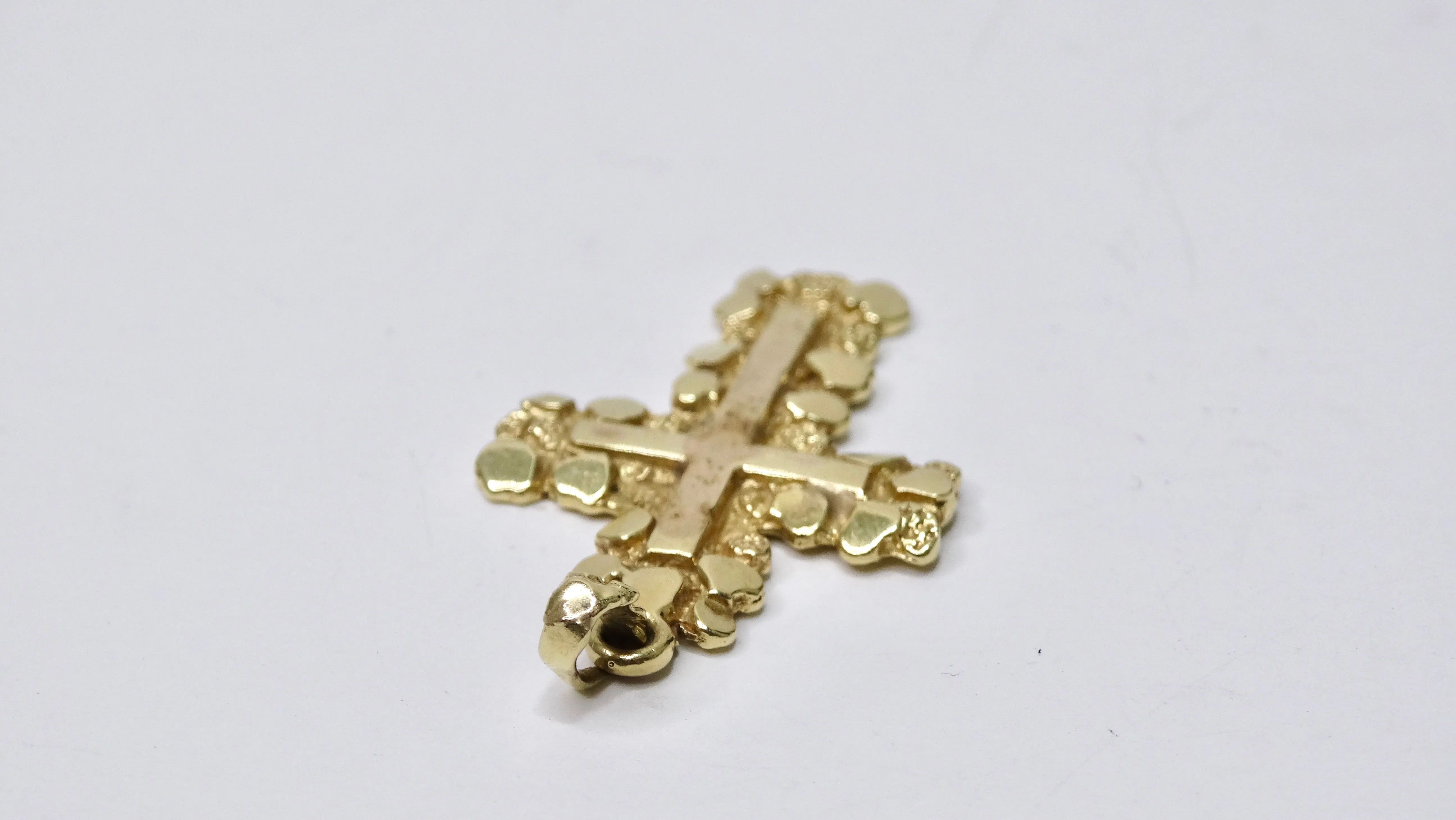 14k Gold Textured Cross Pendant