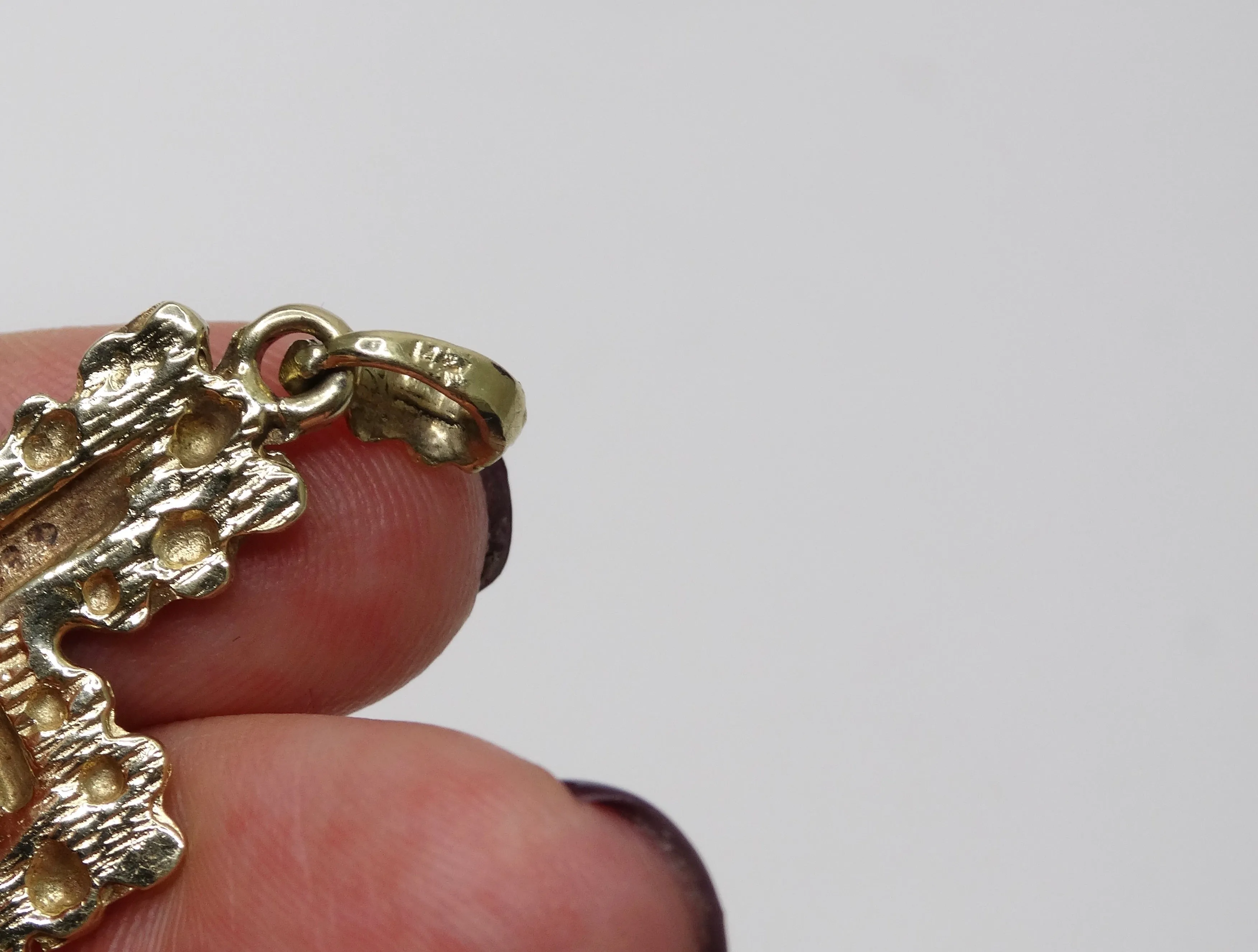 14k Gold Textured Cross Pendant