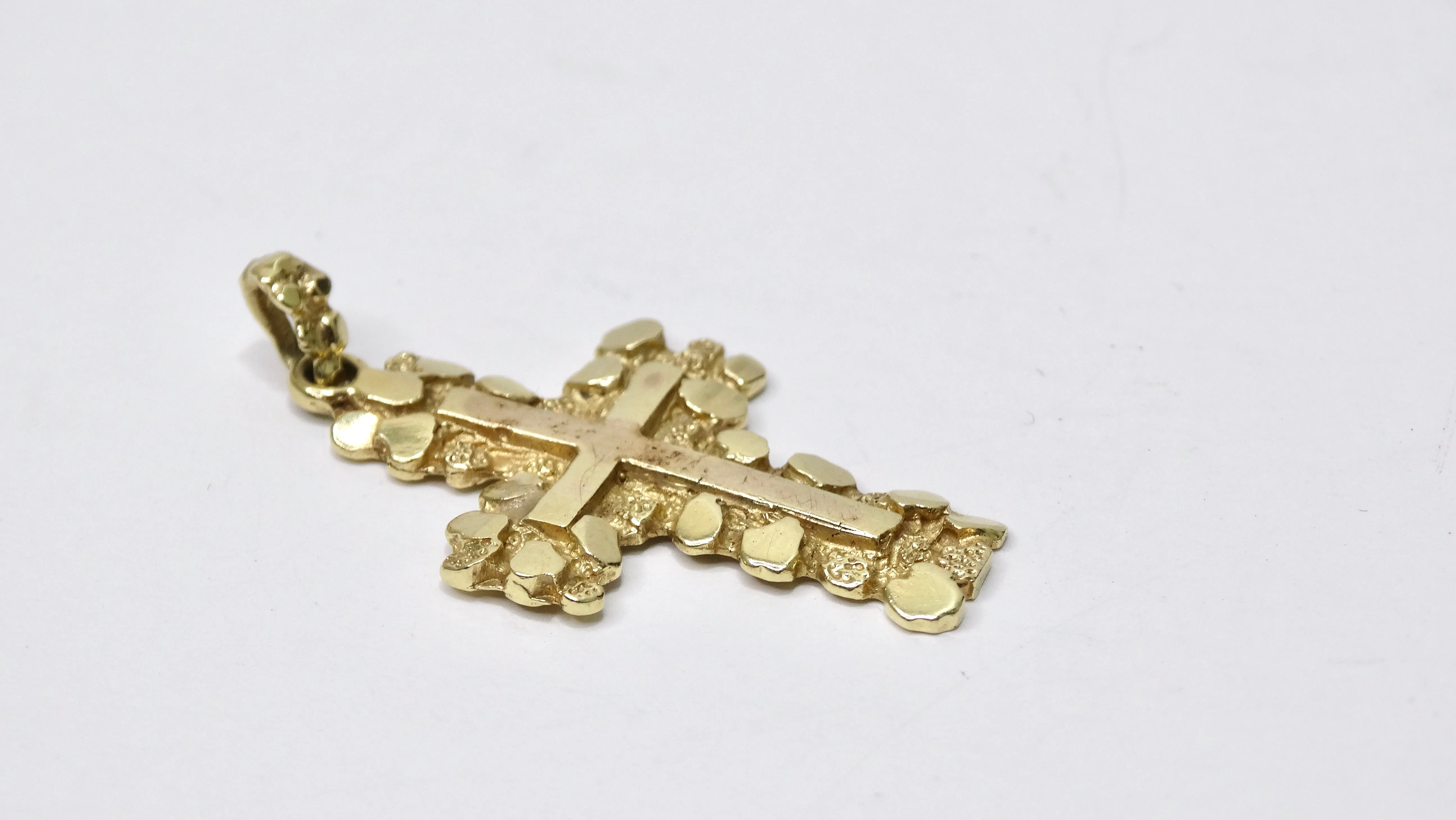 14k Gold Textured Cross Pendant
