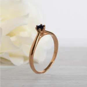 14K Rose Gold Round Purple Sapphire 3mm Ring