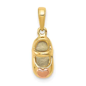 14k Two Tone Gold Baby Shoe Heart Design Charm