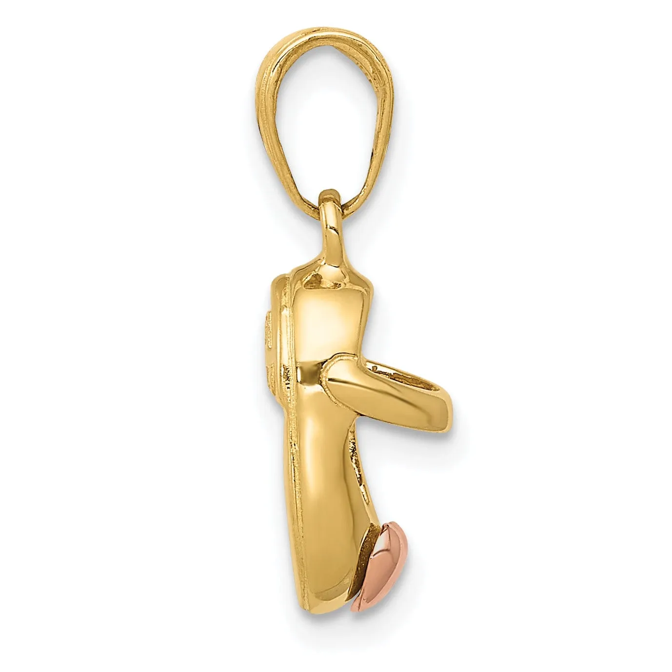 14k Two Tone Gold Baby Shoe Heart Design Charm