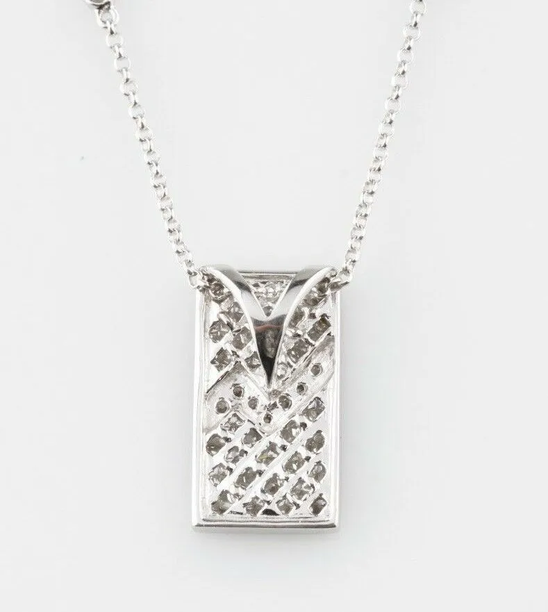 14k White Gold Diamond Pendant w/ Unique Plaque Design TDW = 1.60 ct