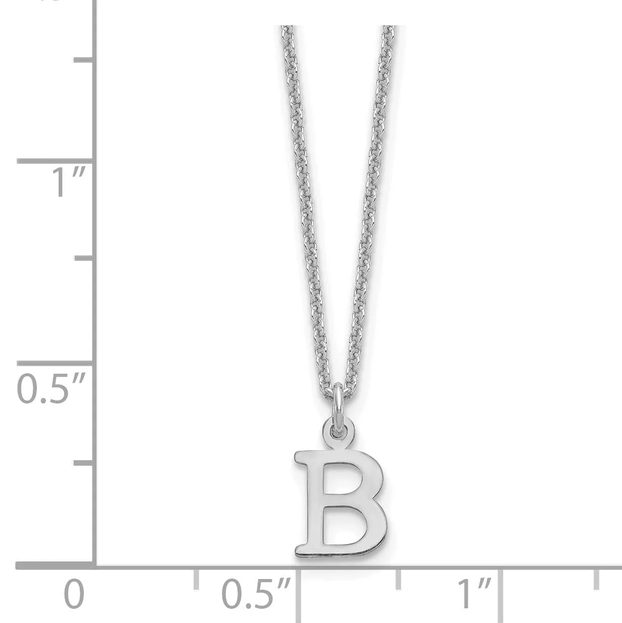 14k White Gold Tiny Cut Out Block Letter B Initial Pendant and Necklace