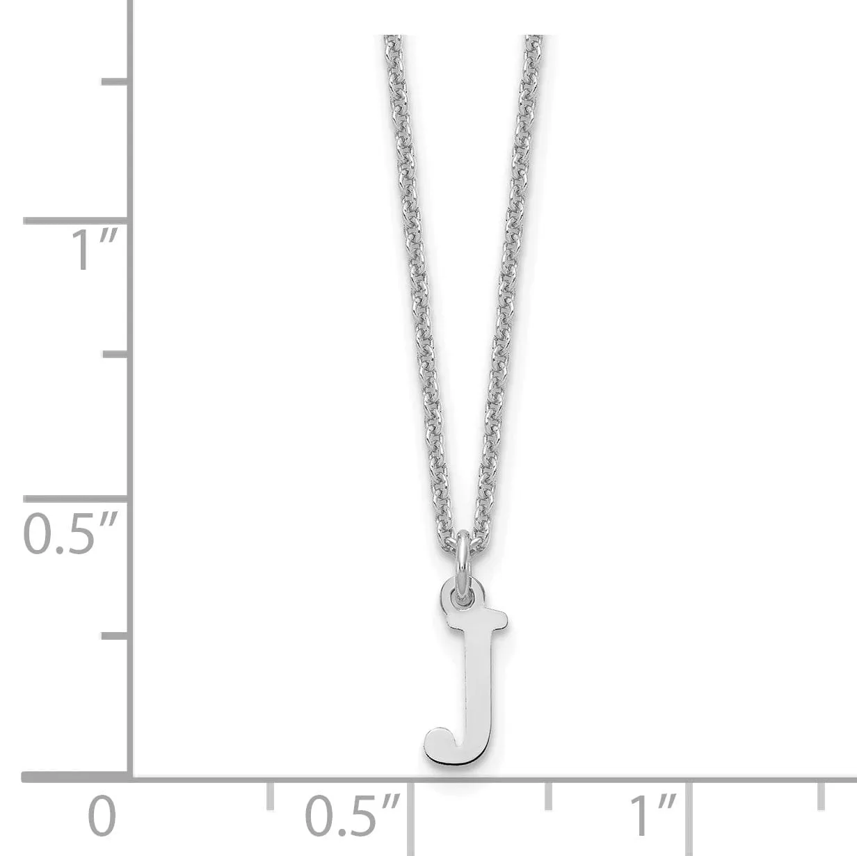 14k White Gold Tiny Cut Out Block Letter J Initial Pendant and Necklace