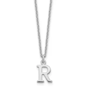 14k White Gold Tiny Cut Out Block Letter R Initial Pendant and Necklace