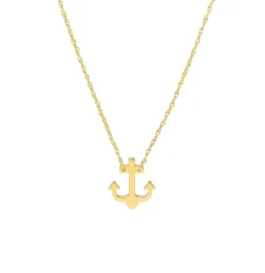 14K Yellow Gold Anchor Necklace