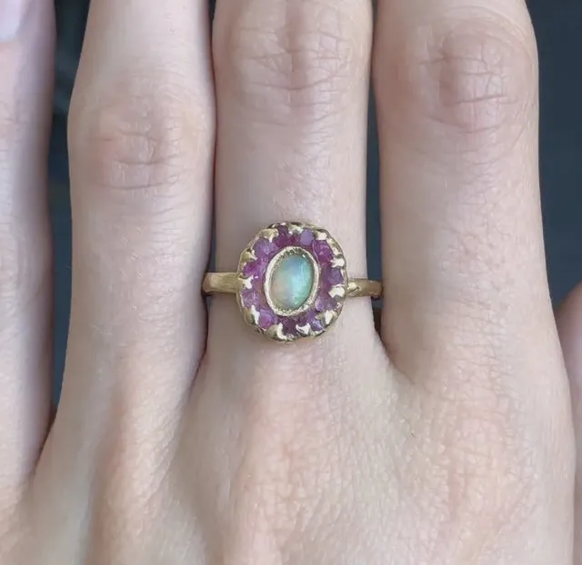 14k Yellow Gold Mini Looking Glass Ring, size 5.5