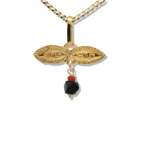 14K Yellow Gold "Ojitos de Santa Lucia" with Azabache Charm