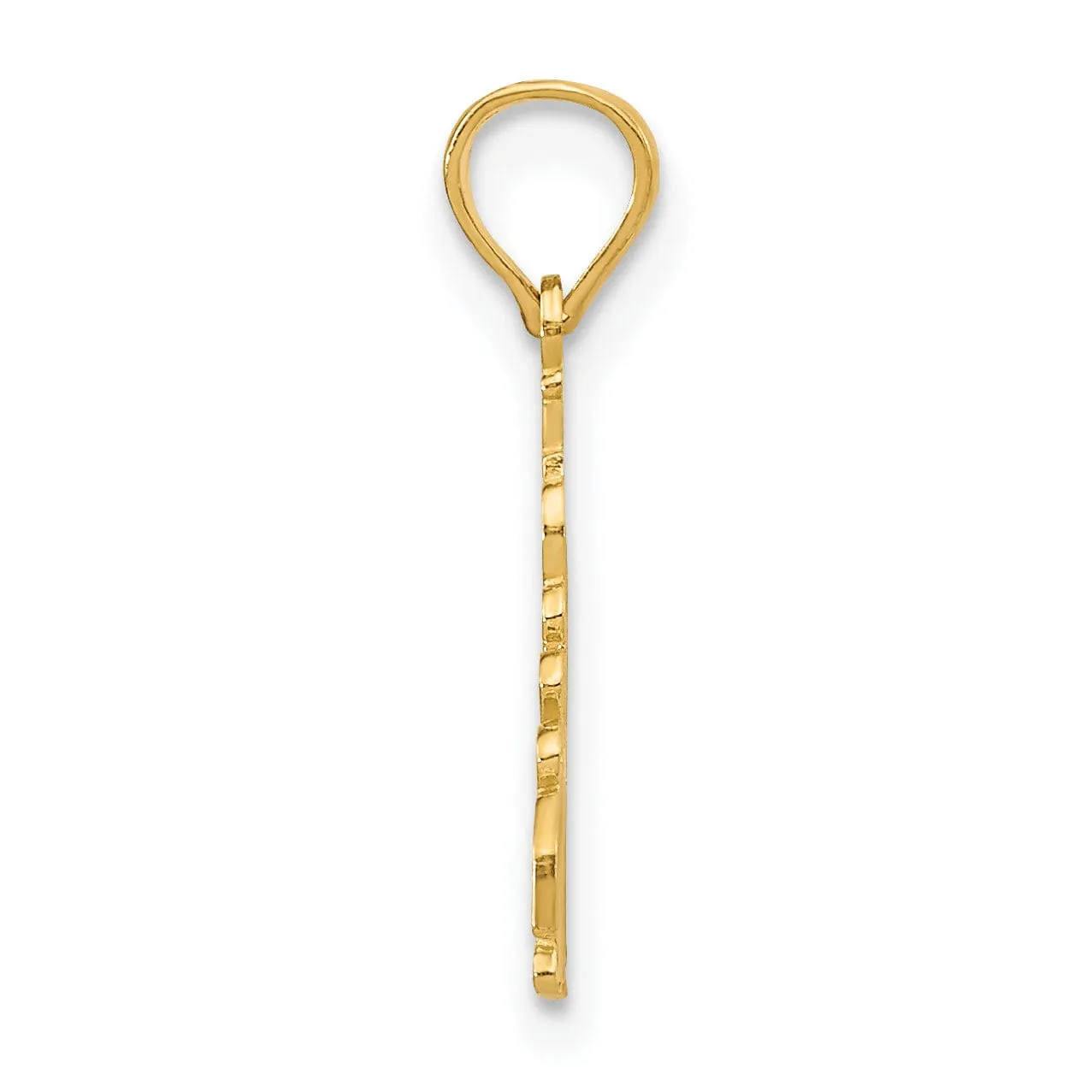 14K Yellow Gold Textured Polished Finish I HEART LAKE TAHOE with Dice Design Charm Pendant
