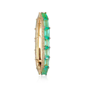 14KT Gold Diamond Emerald Oval Clasp