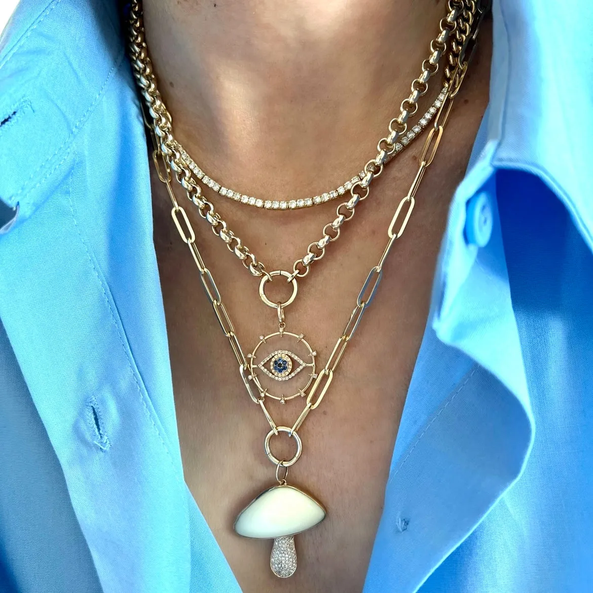 14KT Gold Diamond Mushroom Pendant Charm