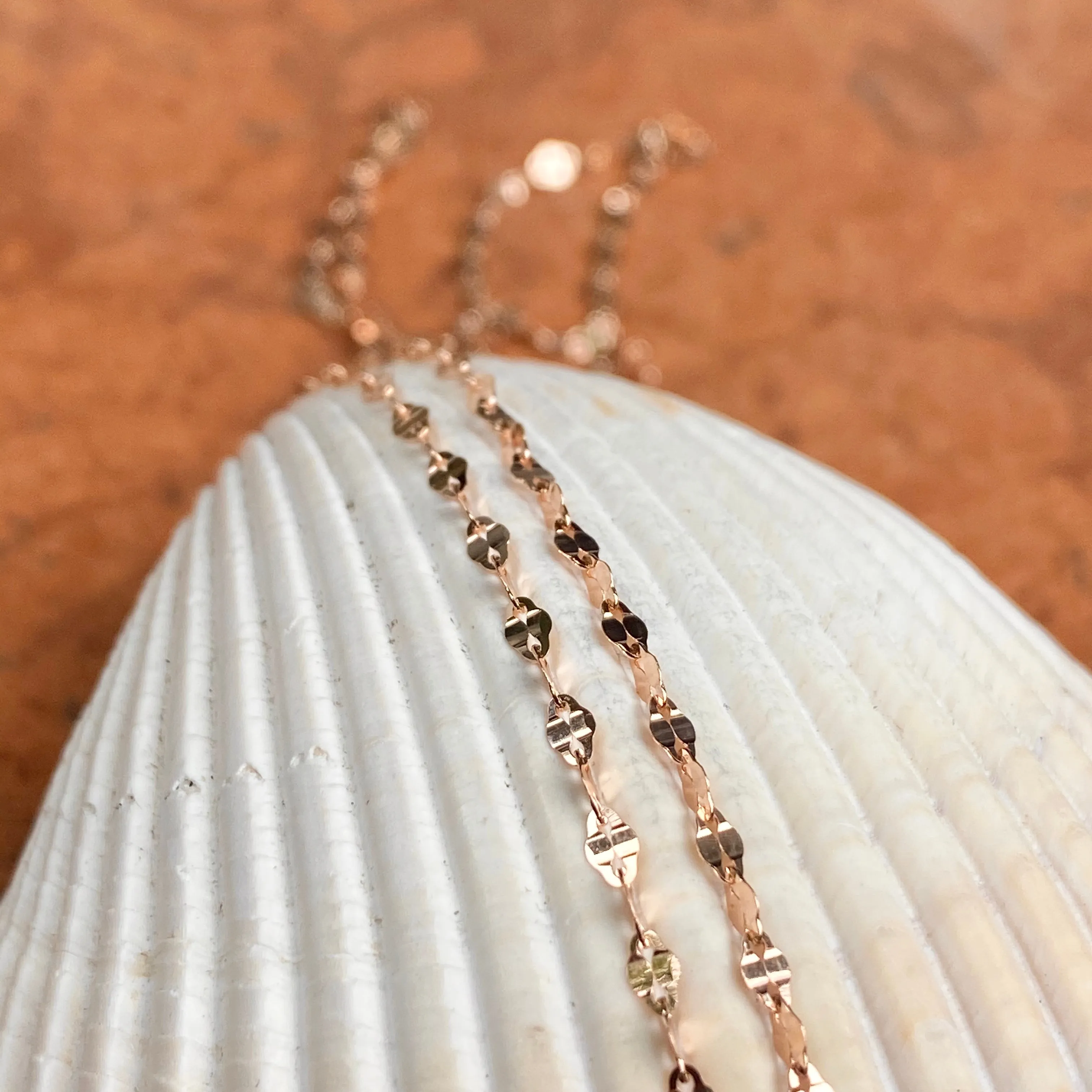 14KT Rose Gold 2mm Specialty Diamond-Cut Oval Link Chain Necklace