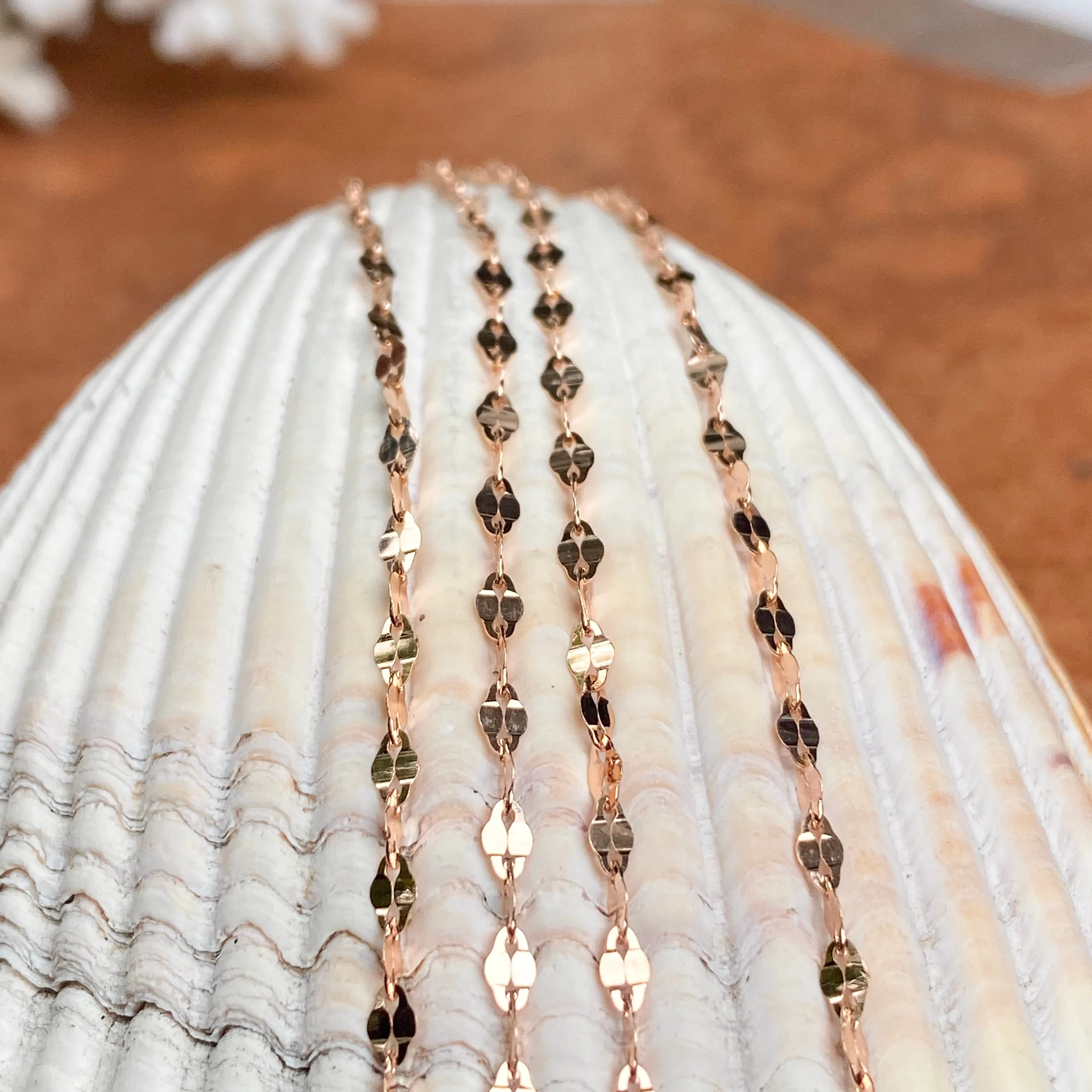 14KT Rose Gold 2mm Specialty Diamond-Cut Oval Link Chain Necklace