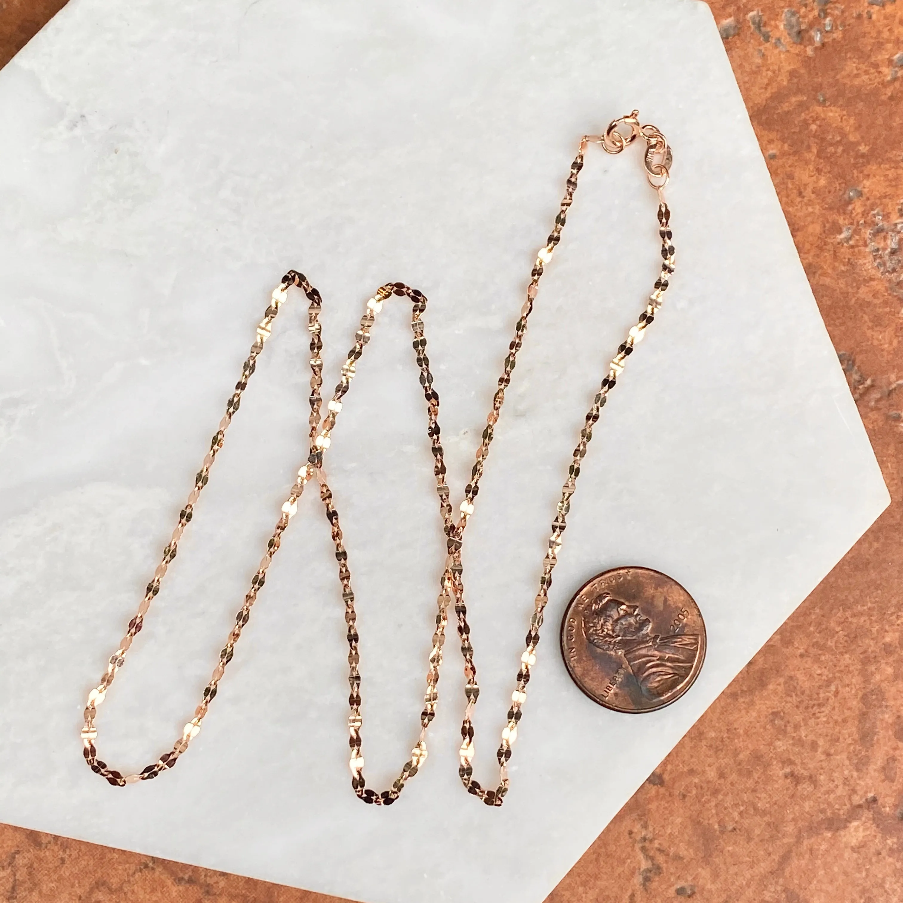 14KT Rose Gold 2mm Specialty Diamond-Cut Oval Link Chain Necklace