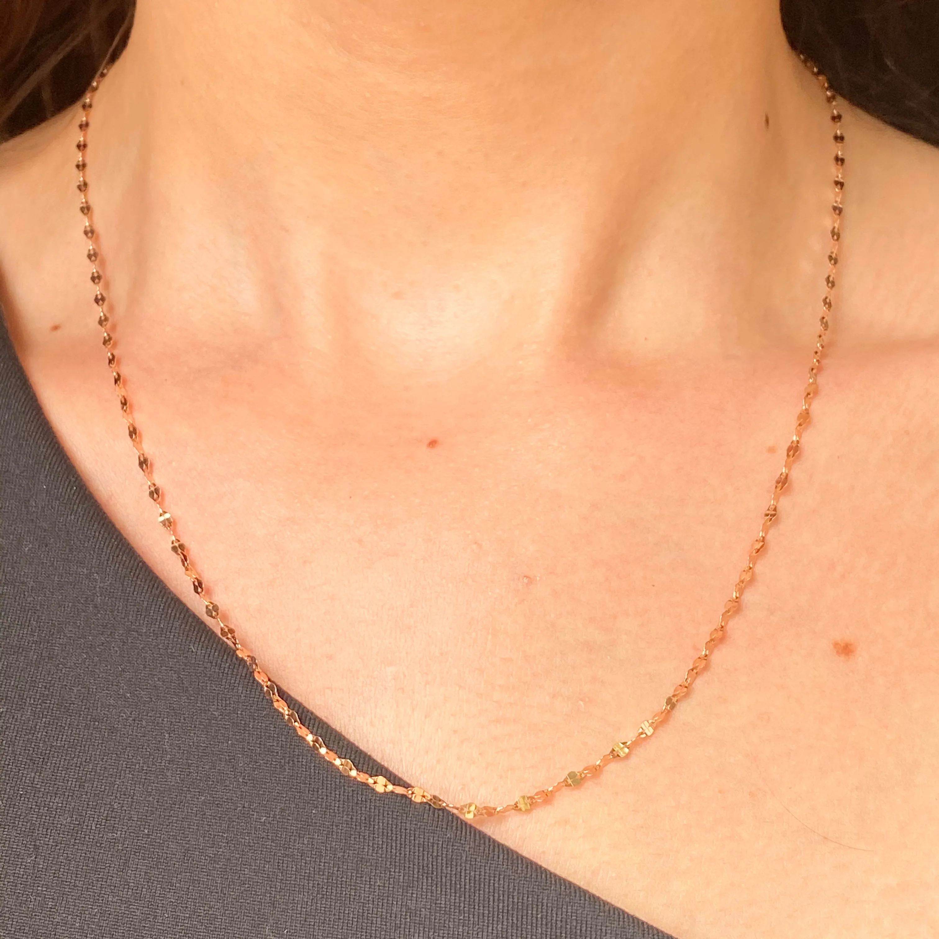 14KT Rose Gold 2mm Specialty Diamond-Cut Oval Link Chain Necklace